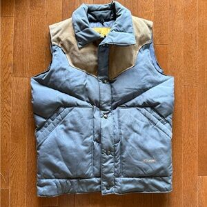 Goose Down Leather Yoke Vest Small